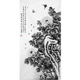 名家戚明四尺水墨牡丹畫