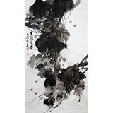 李明成三尺水墨寫意《晨風(fēng)含露》