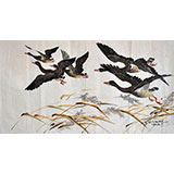 梁恩峰《大雁》朝鮮國畫