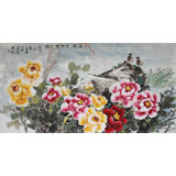 姜康四尺牡丹畫《洛陽三月花似錦》