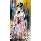 河南美協(xié)顏涵精品四尺重彩仕女畫(huà)（詢(xún)價(jià)）