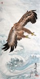 QA名家蒲家瑞四尺辦公室勵(lì)志國畫鷹《摩天絕?！? width=