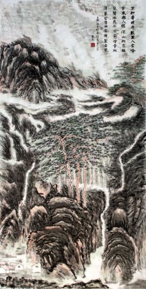 老莊四尺精品工筆山水畫《香積寺》