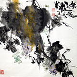 遼寧美協(xié)孤鴻三尺精品斗方《紫玉生輝》