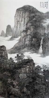 周武元四尺寫意《盛夏清風(fēng)起白云》