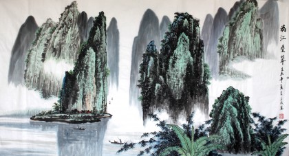 寧良成六尺桂林山水《漓江疊翠》