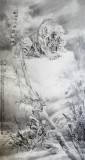 名家孔方六尺精品國畫虎《怒問蒼?！?詢價)