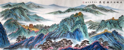 寧良成小八尺精品長城國畫《長城內(nèi)外春意濃》