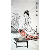 李立辰四尺紅樓夢人物《惜春構(gòu)圖》河北著名仕女畫家（詢價）