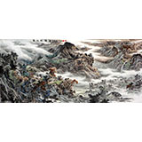 【已售】名家龍幼民六尺精品山水《家山曉晴圖》