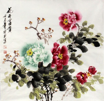 名家王寶欽四尺斗方牡丹《花開富貴》(詢價)