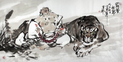 魏武雙四尺精品國(guó)畫《羅漢伏虎》(詢價(jià))