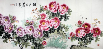 王寶欽八尺精品牡丹圖《國色天香》(詢價(jià))
