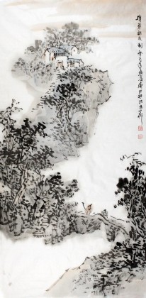 庾超然三尺古意山水《攜琴訪友圖》