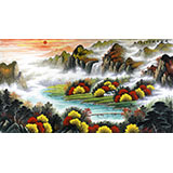 寧良成六尺風(fēng)水畫(huà)《流水生財(cái)》