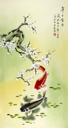 北京美協(xié)凌雪三尺風(fēng)水魚《年年有余》