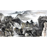 著名山水名家鄭慶年六尺山水《云抱孤村遠(yuǎn)山通一徑斜》