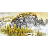 名家趙金鸰太行雪村系列四尺山水國畫《秋染太行》(詢價)