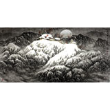 水墨名家趙金鸰太行雪村系列四尺山水畫《元宵夜》(詢價)