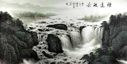 安徽美協(xié)何華賢四尺大氣山水畫《源遠流長》