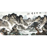 蒲家瑞 四尺山間飛泉寫意山水《松谷飛泉》 88歲陜西著名老畫家