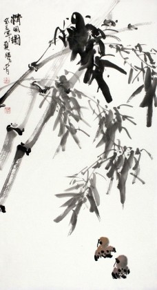 李勝春三尺水墨鳥(niǎo)飛竹《清風(fēng)圖》