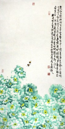 曲逸之 四尺花開(kāi)富貴牡丹畫(huà) 河南省著名花鳥(niǎo)畫(huà)家