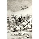 孔方 國(guó)畫(huà)山水《秋山行旅圖》(詢價(jià))