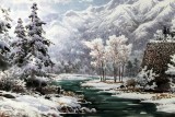 小八尺朝鮮雪景國畫《冬天》