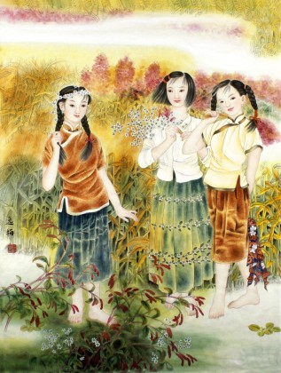 著名工筆畫家趙逸梅仕女圖