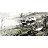 黃奇松四尺江南風景畫《綠遍山原白滿川》