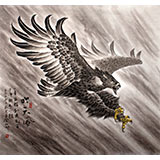 葛化帥六尺斗方工筆鷹《吟天風(fēng)》