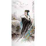 名家趙金鸰四尺思鄉(xiāng)仕女《文姬思鄉(xiāng)》(詢價)