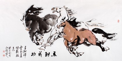 河南美協(xié)王向陽四尺奔馬圖《馬到成功》
