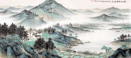 名家劉金河小六尺山水畫《家山四月碧連天》