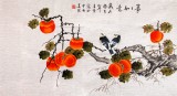 【已售】北京美協(xié)凌雪三尺柿子國(guó)畫《事事如意》