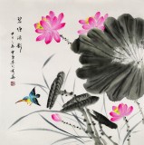 【已售】安徽美協(xié)何華賢四尺斗方《碧塘清影》