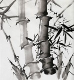 QA安徽美協(xié)何華賢三尺竹雀圖《竹報(bào)平安》