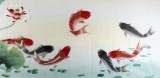 【已售】凌雪小六尺荷花九魚《年年有余》