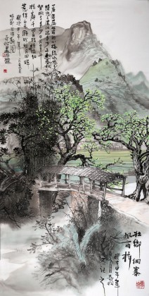 民盟美協(xié)理事黃奇松作品《壯鄉(xiāng)侗寨風(fēng)雨橋》