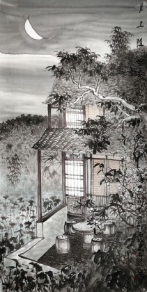 民盟美協(xié)理事黃奇松四尺《人閑月更清》