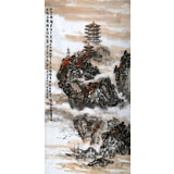 庾超然精品三尺山水《黃鶴樓秋景》 黃鶴樓書畫院院長