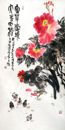 花鳥畫家曲逸之四尺作品《富貴當(dāng)頭》
