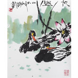 王永剛 指畫(huà)《池趣》 78歲國(guó)家一級(jí)美術(shù)師