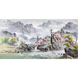 朝鮮畫家金善國 四尺《妙香山下》