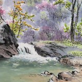 朝鮮畫家金善國 四尺《牡丹峰》