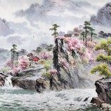 朝鮮畫家金善國(guó) 四尺《妙香山下》