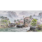 朝鮮畫家金善國 四尺《妙香山下》