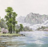 朝鮮名家蔡京華 四尺《湖邊的春天》