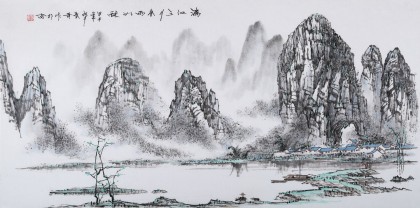 張春奇 四尺《漓江三月春雨如酥》徐悲鴻紀念館藝術中心理事